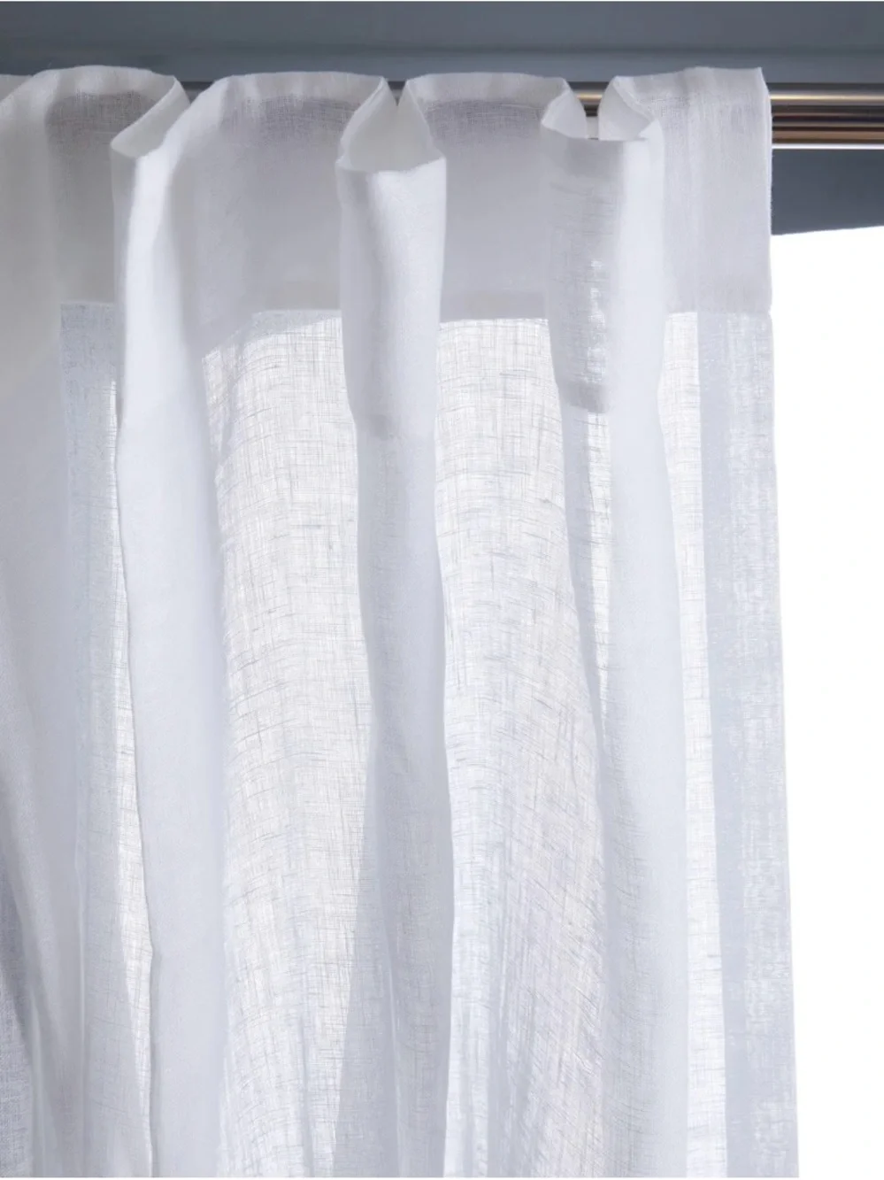 NWOT European Linen White Sheer Curtain Set 48x96 - Retail $92 - Picture 2 of 3